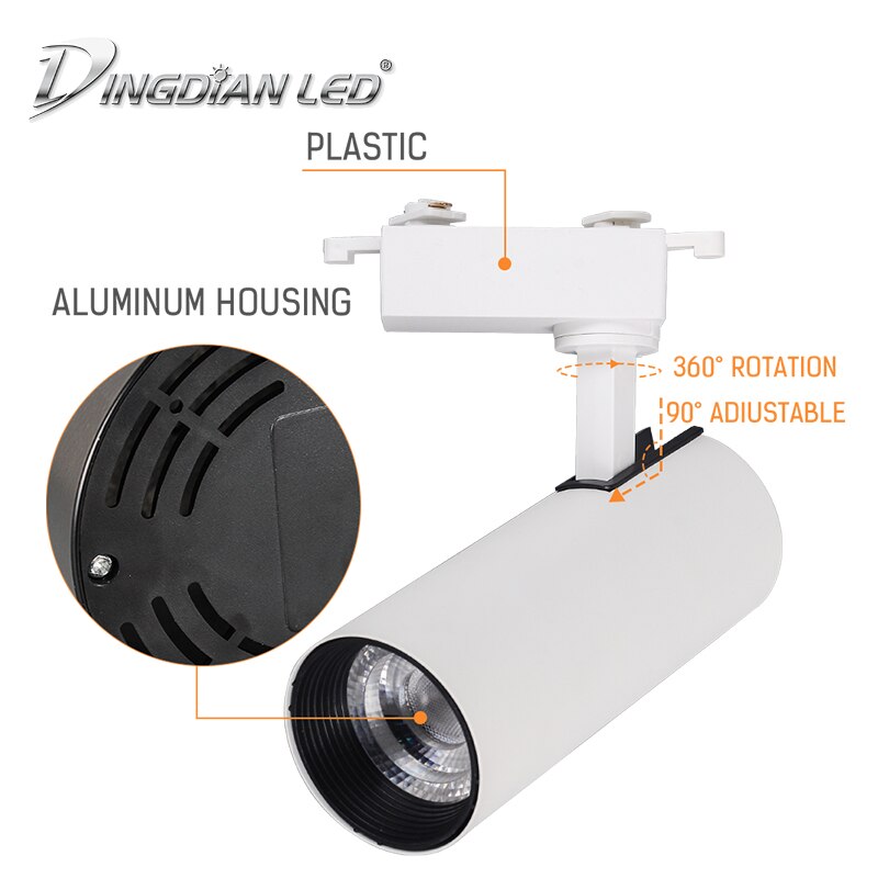 La lumière de tache d'épi de lumière de voie de LED met en lumière l'épi de Rail de projecteurs de voie de 20W 30W AC220V pour des magasins d'habillement de supermarché à la maison
