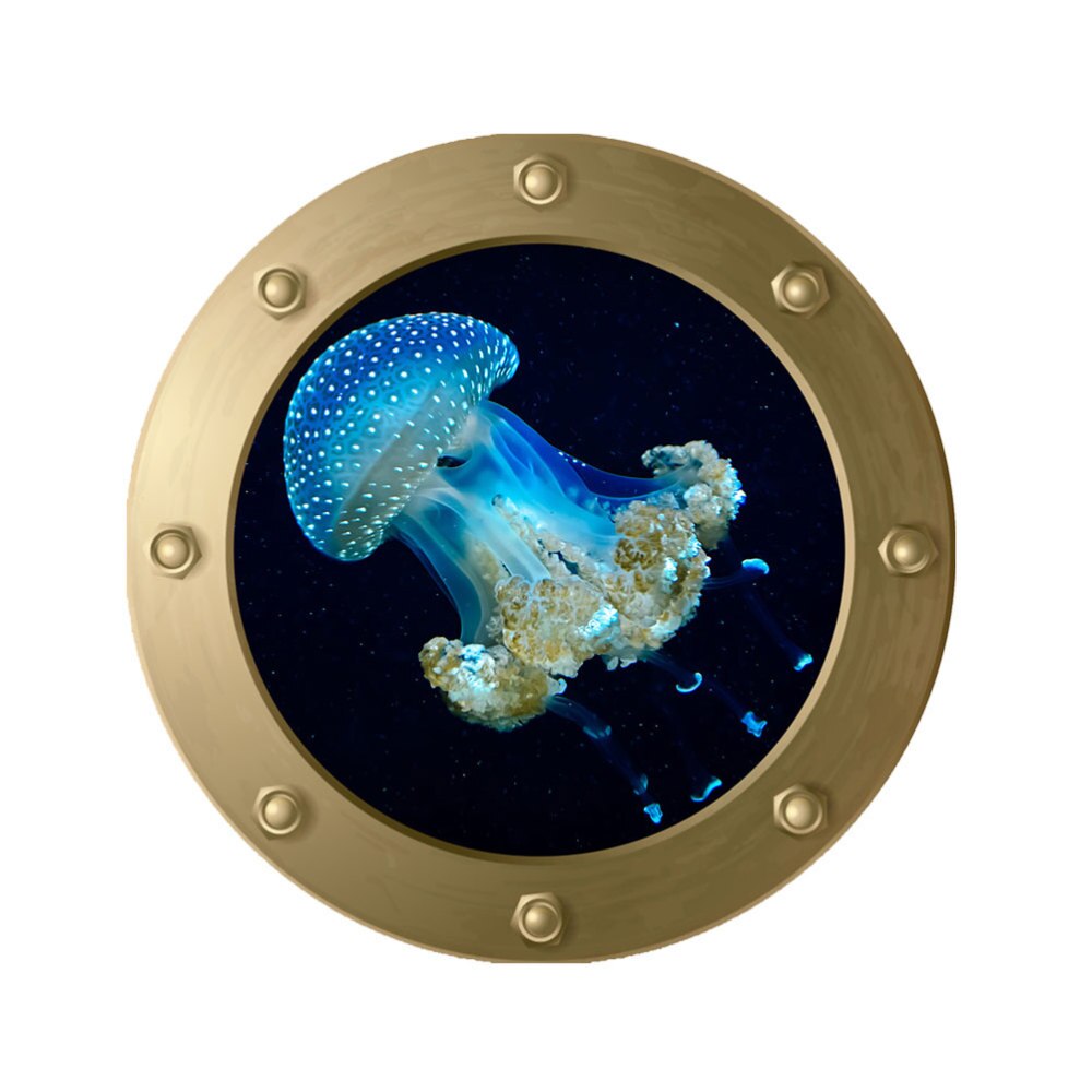 Submarine Window Wall Decal 3D Jellyfish Sticker For Baby Living Room Bedroom Underwater World Jellyfish Home Decoration Sticker