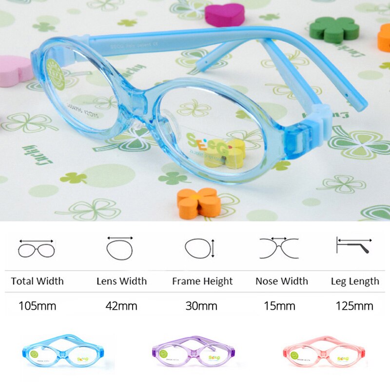SECG-gafas ópticas desmontables para niños pequeños, lentes suaves y redondas para miopía, 3 almohadillas cómodas para la nariz, gafas