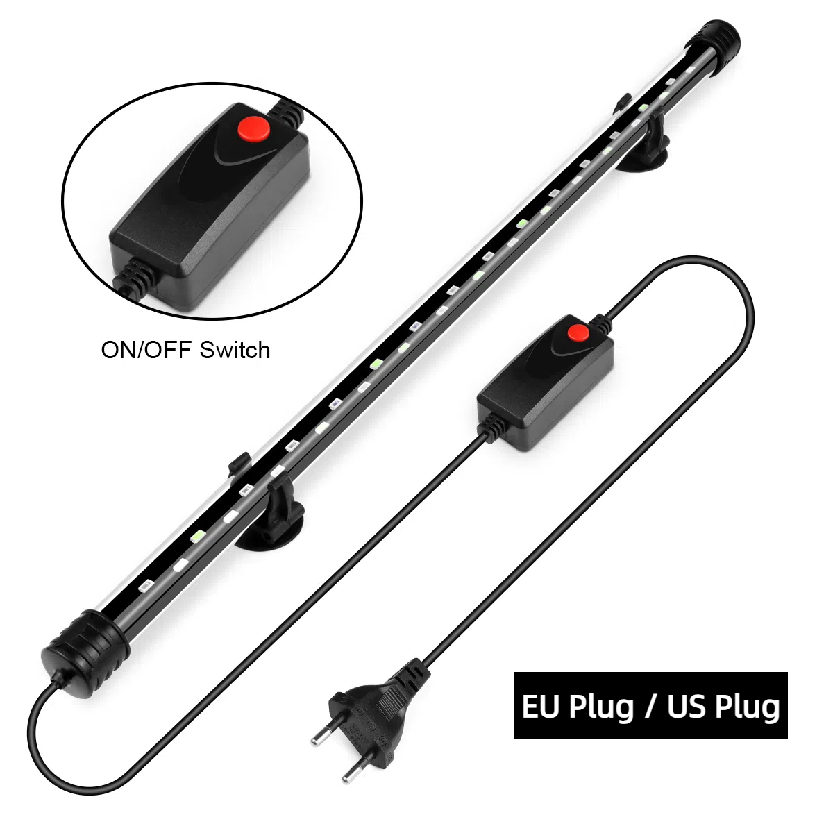 48/38CM LED pecera lámpara de tubo subacuática barra de luz 220V UE para acuario sumergible peces mascota planta crecimiento iluminación Decoración