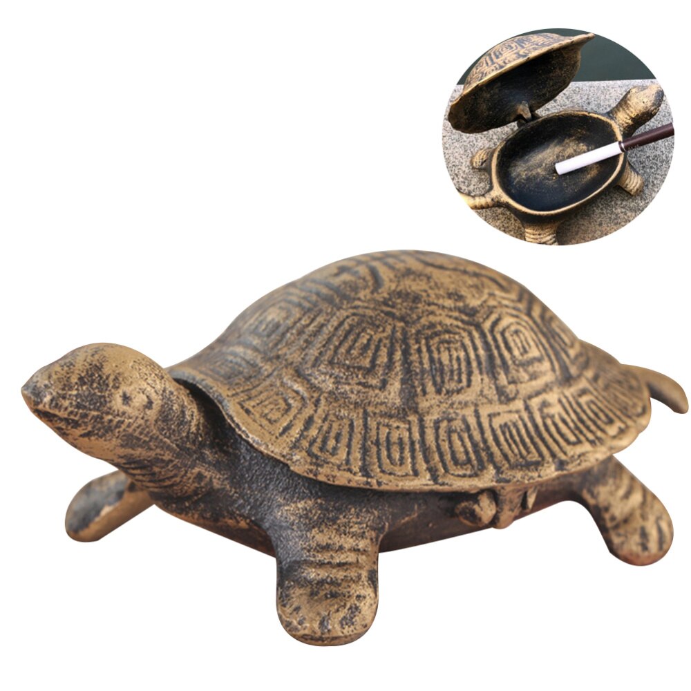 1PC Turtle Ashtray Crafts Cast-iron Metal Turtle Ashtray Decor Retro Turtle Ashtray Ornament Personality Turtle Ashtray
