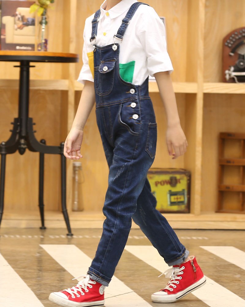 Boy Overall Kids Denim Jumpsuit Children Overalls Jeans Spring Girls Autumn Boys Jeans Pants Cowboy Pockets Outwears 2-15T