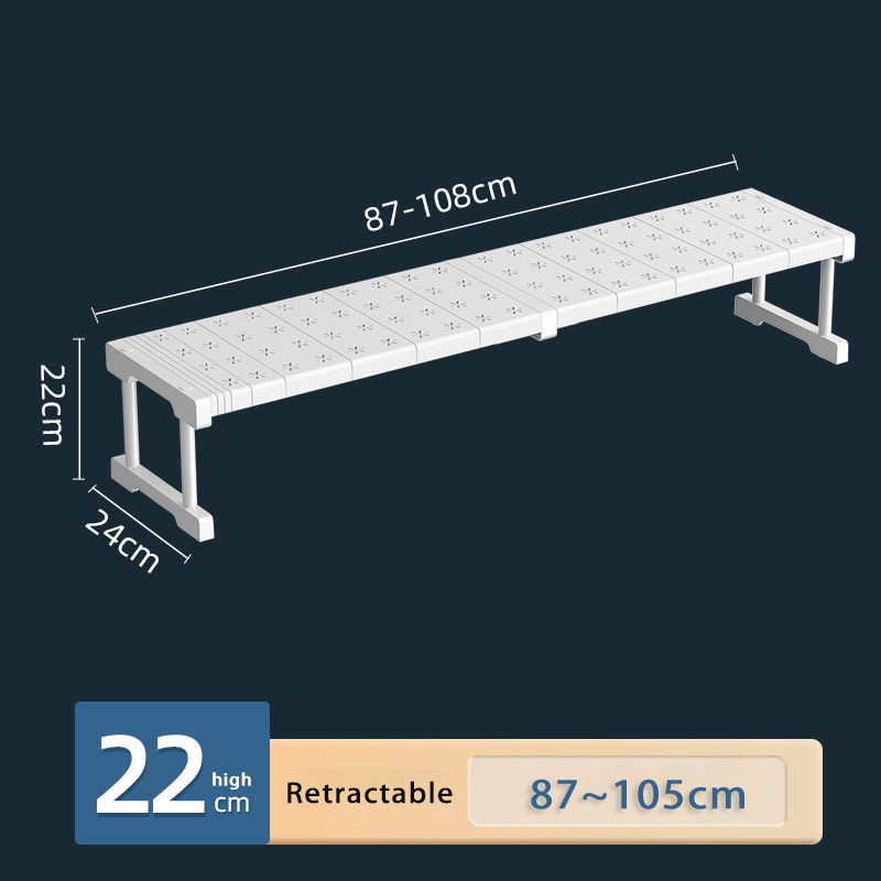 Expandable Closet Tension Shelf Storage Kitchen Stackable Shelves Adjustable Organizer Cabinet Wardrobe Sink Tension Shelf Rack: Blue