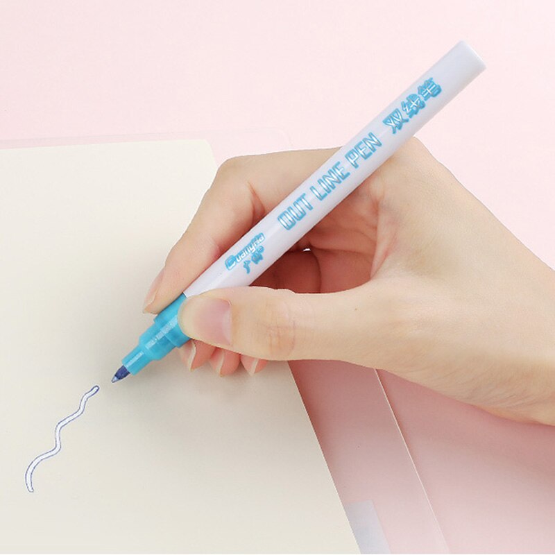 Card Writing Drawing Double Line Outline Pen Portable for School DIY Poster TI99