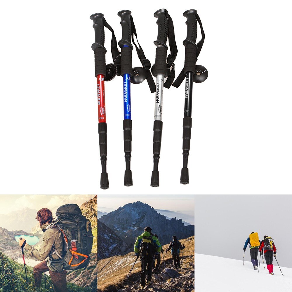 Trekking al aire libre escalada Anti Shock senderismo Trekking rastro polos palo ajustable bastones 4-Las secciones de senderismo accesorios # g4