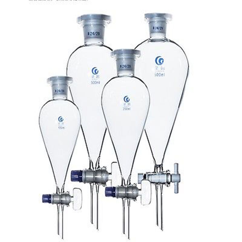 1000ml 24/29 funil separatório em formato de pera de vidro hidráulico articulado com torneira