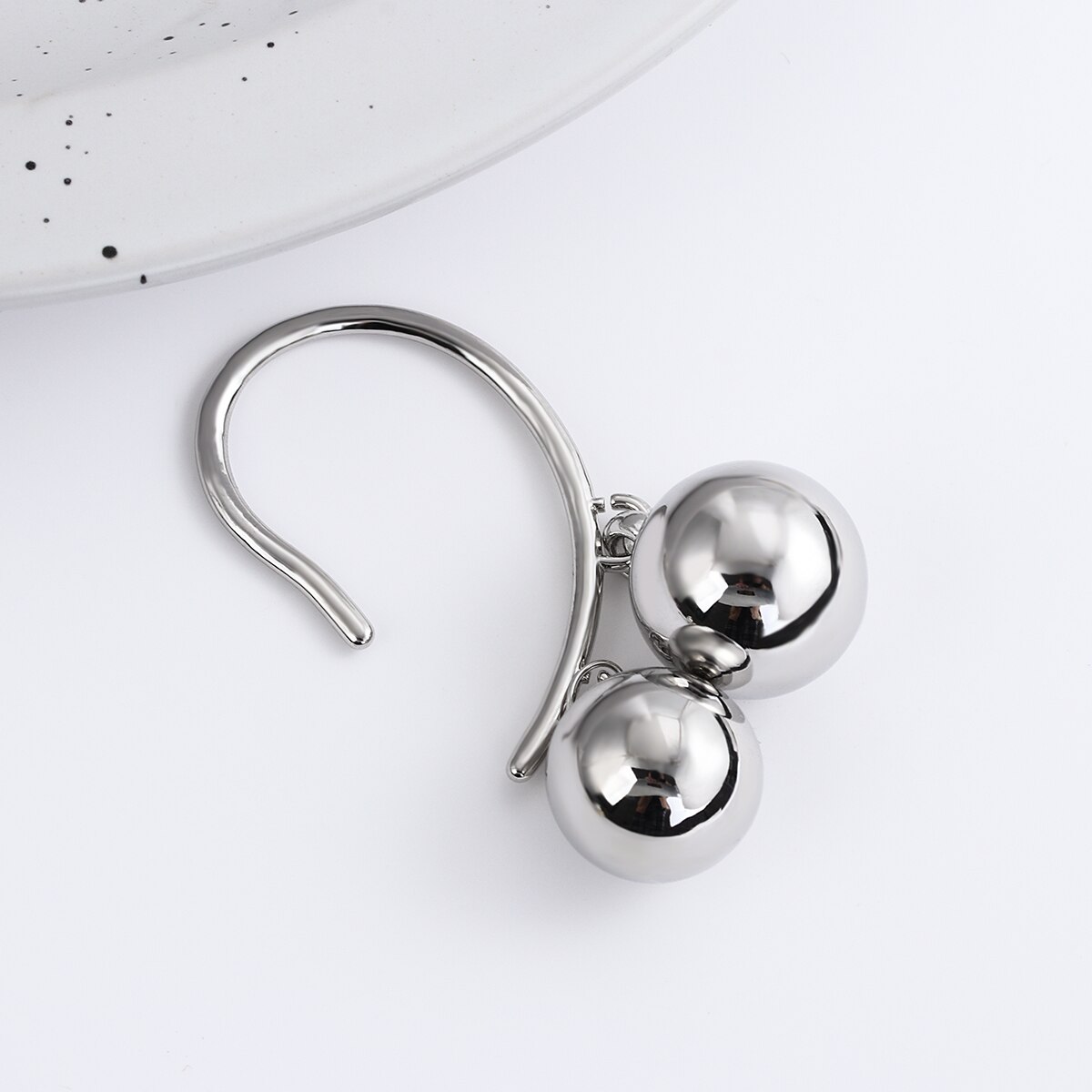Aensoa Trendy Dubbele Bal Clip Oorbellen Oorhaak Metalen Oor Clips Zonder Doorstoken Oren Sieraden Oorbellen Manchet Vrouwen clips: Silver Color