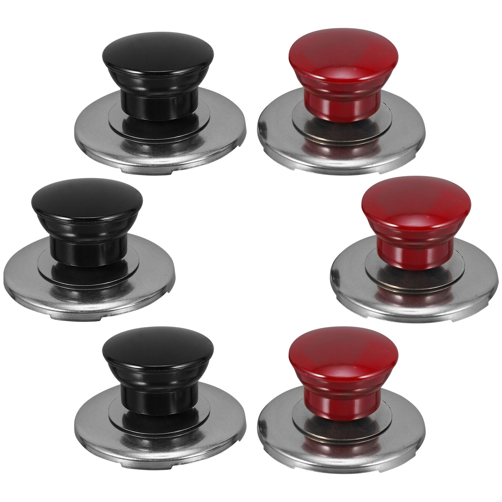 6Pcs Fluitketel Cover Knoppen Vervanging Ketel Deksel Handgrepen (Zwart, Rood)