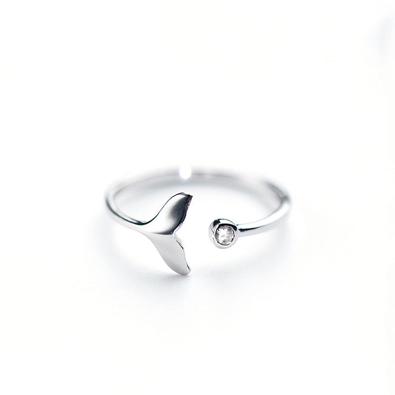 Mossovy Cubic Zircon White Fish Adjustable Silver Ring Fairy Tale Dream Rings for Woman Jewelry Engagement Rings Female: 01