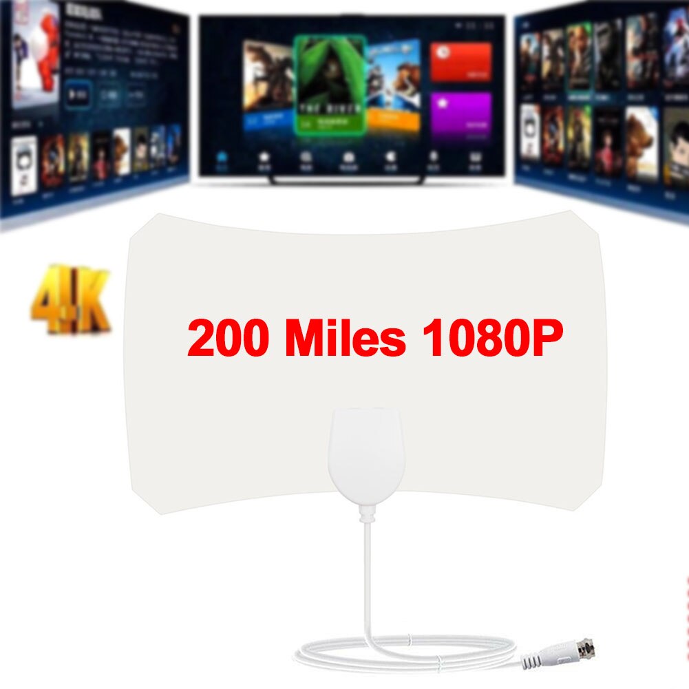 TV Digital Without Amplifier Mini HD HDTV White Antenna 200 Mile Range Skylink Durable Plastic Indoor Portable 1080P
