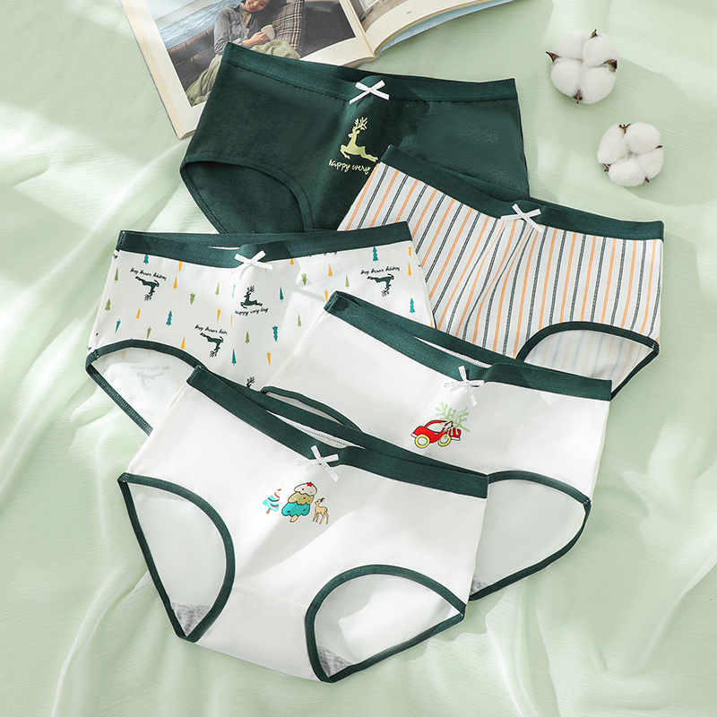 5 uds. Calzoncillos con estampado bonito para chicas jóvenes, bragas de algodón, ropa interior transpirable para mujeres, calzoncillos sexis de tiro bajo para mujeres, lencería femenina
