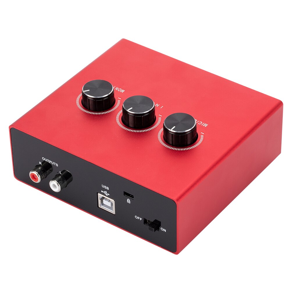 AU11-R Usb Mixer Externe Geluidskaart Audio Interface Kaart Voor Telefoon Computer Pc Voor Microfoon Live Studio Opname Zingen