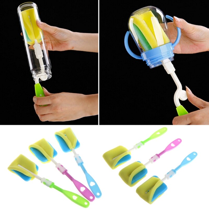 4pcs/set Sponge Brush Baby Bottle Cup Glass Pacifier Washing Clean Cleaner Tool Sponge Brush Nipple Brush Spout Tube Brush