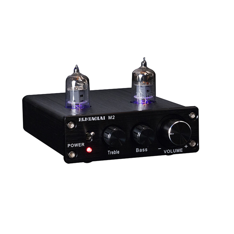 Preamplificatore valvolare audiofilo HIFI Nessun rumore di sottofondo Regolazione dei bassi alti Mini preamplificatore di livello professionale Tubo 6K4: Black