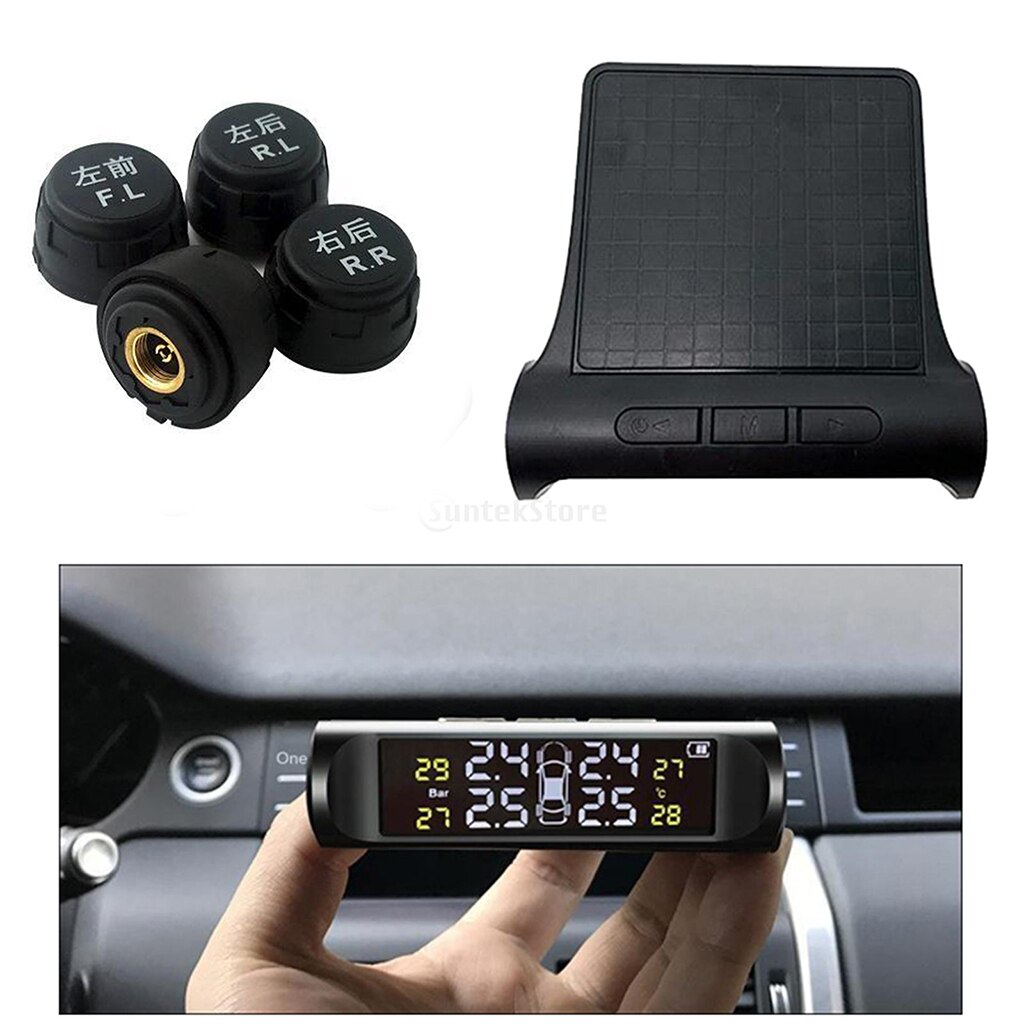 TPMS Car Tire Pressure Monitoring System-LCD Screen Alarm Modes with 4 External Tpms Sensor TD1