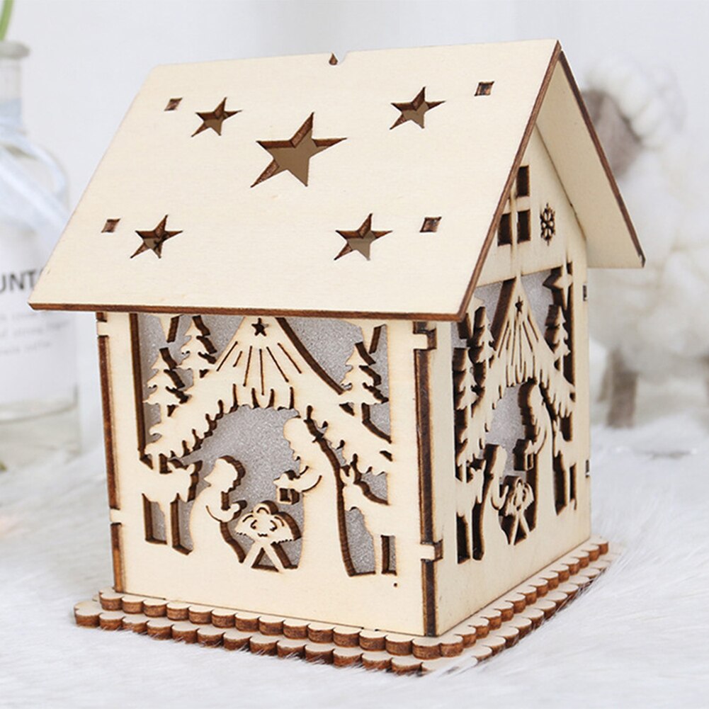 DIY Assemble Craft Wooden Lantern Chinese Knot Lamp Vintage Hanging LED Light Party Supplies Handmade Festival House Shaped