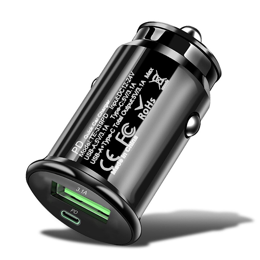 Ładowarka samochodowa USB do iphone 12 11 30W szybka ładowarka 3.0 szybka ładowarka do Xiaomi Auto typ C QC PD 3.0 ładowanie telefonu komórkowego: Black USB add PD