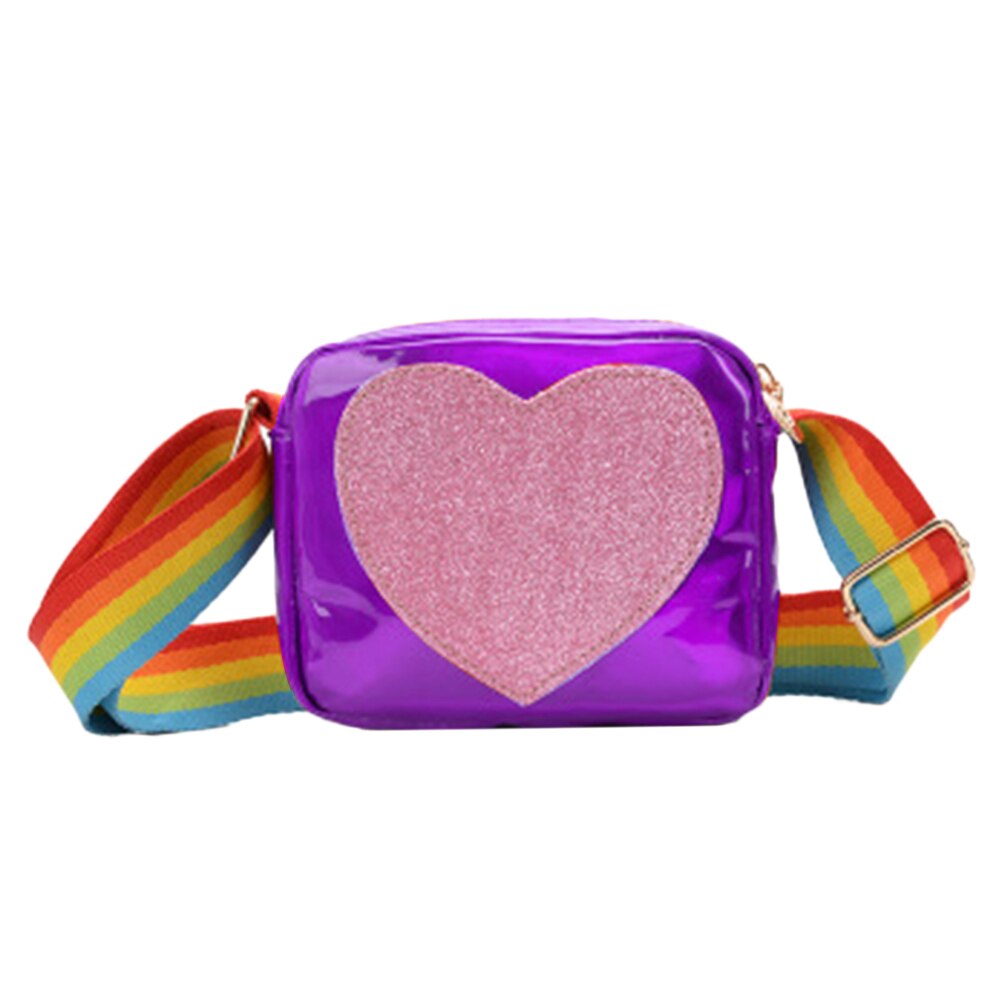 Women Sequins Love Heart Handbag Kids Bag Messenger Shoulder Bag Rainbow Shoulder Strap Crossbody Bag Lovely Wallet for Girls: C