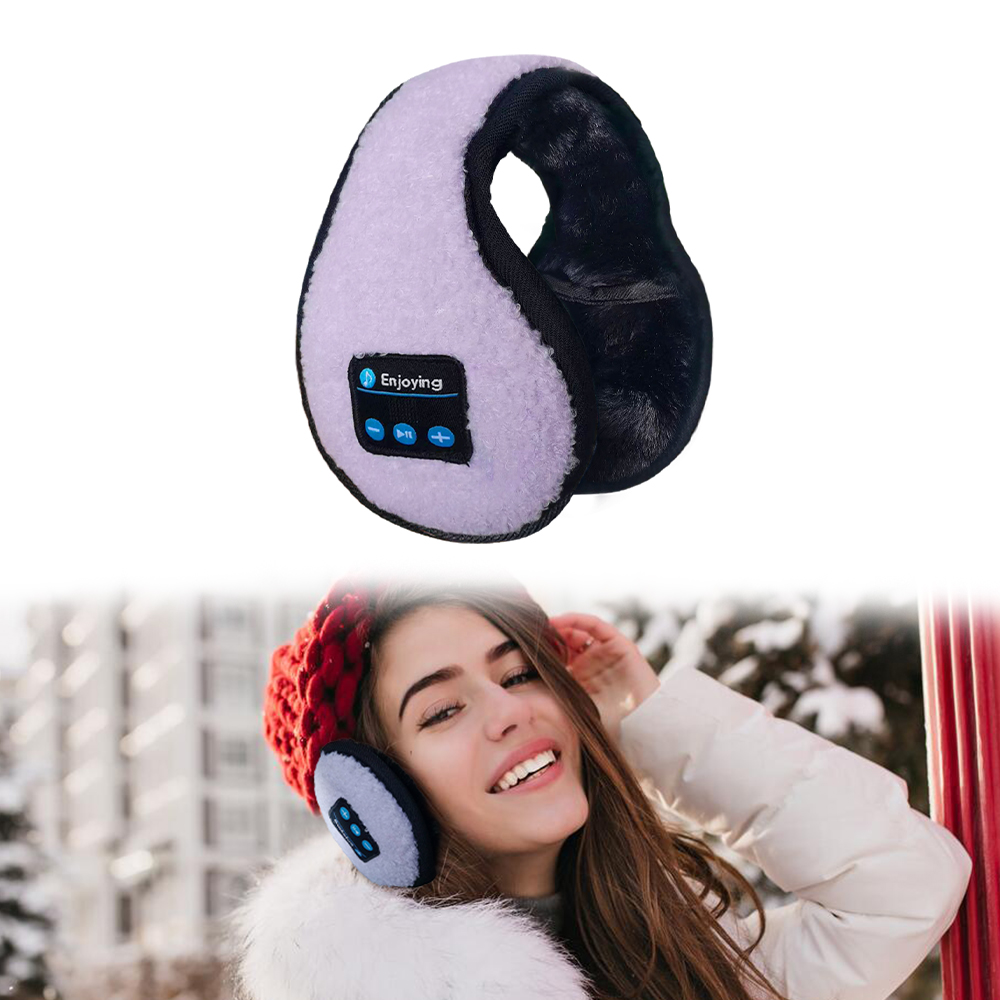 Wireless Adjustable Bluetooth Earmuffs Headphones Winter Ear Warmer with Microphones Women Men Warm Music Ear Muffs: PURPLE