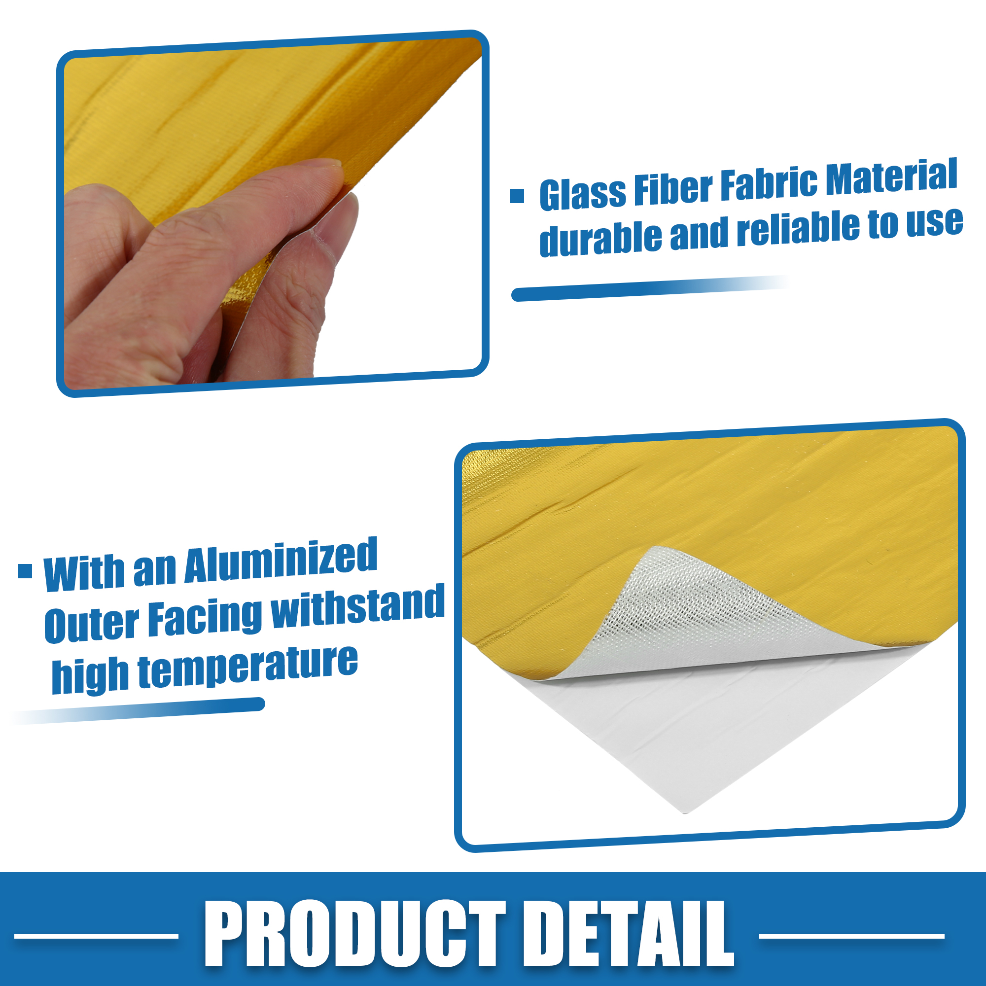 UXCELL Car Heat Shroud Aluminized Heat Shield Mat Thermal Barrier Cover Protection Fiberglass Gold Tone Gold 30x60cm 30x120cm