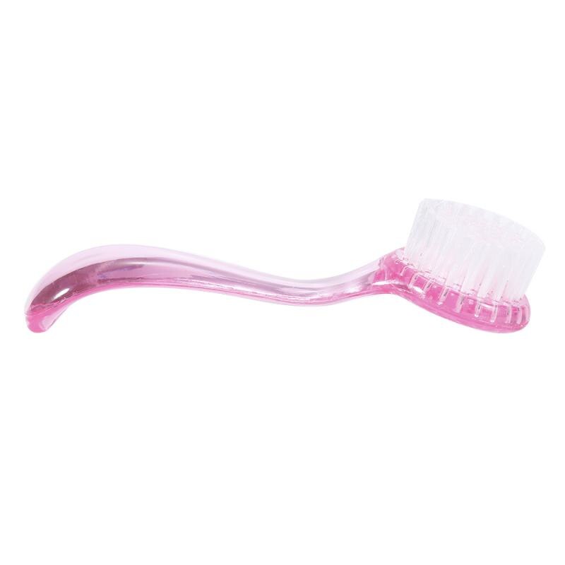 Nail Art UV Gel Powder Dust Clean Remover Brush Round Head with Plastic Handle Nail Care Make Up Washing Brush