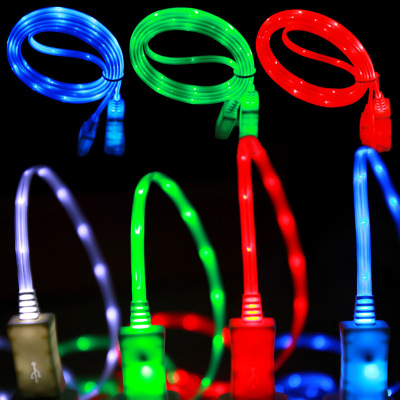 1M luz LED colorida luminosa cargador de teléfono carga sincronización de datos transferencia Cable para teléfono Android
