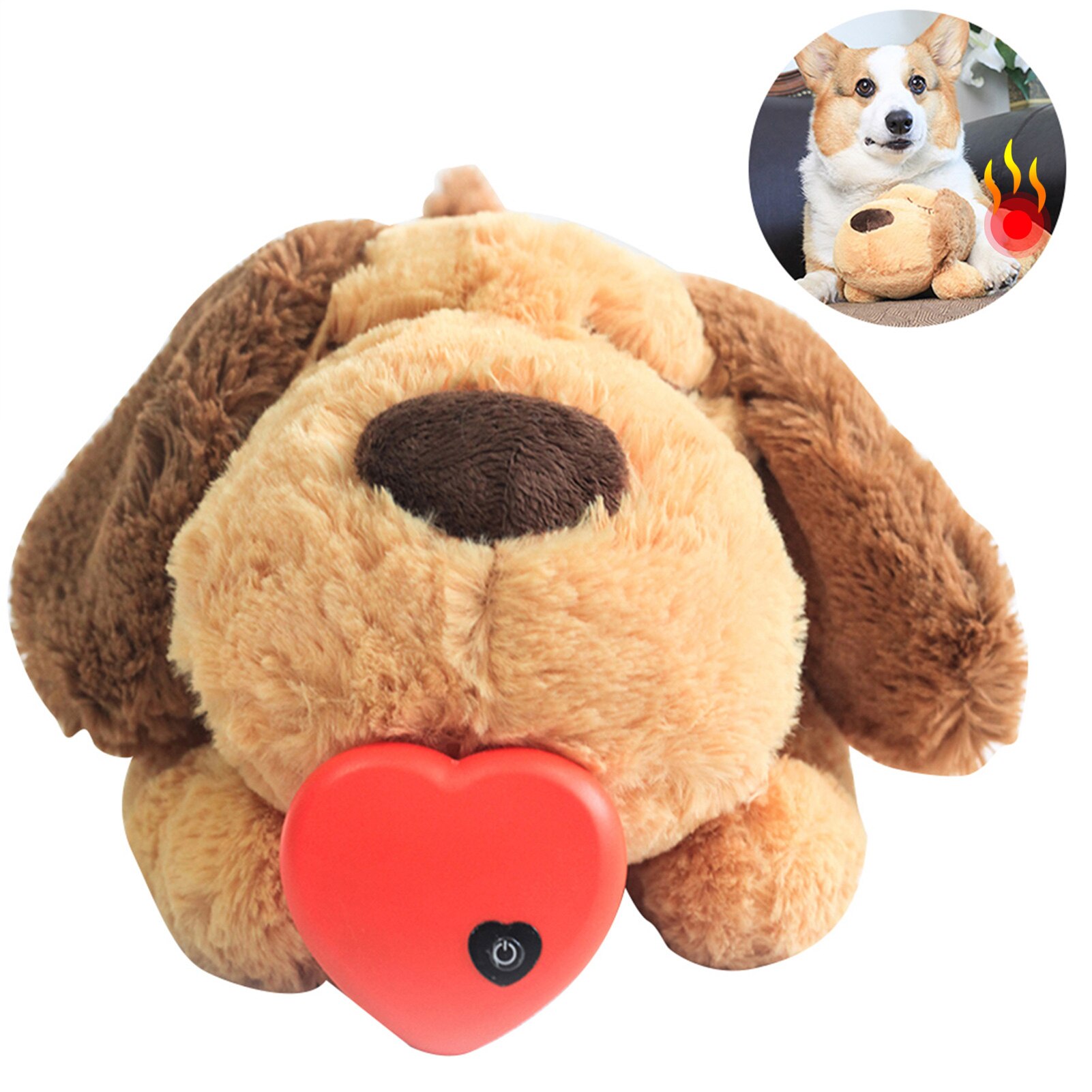 Dog Toy Plush Toy Comfortable Behavioral Training Aid Toy Heart Beat Soothing Heating Plush Doll Sleep For Dogs Cats