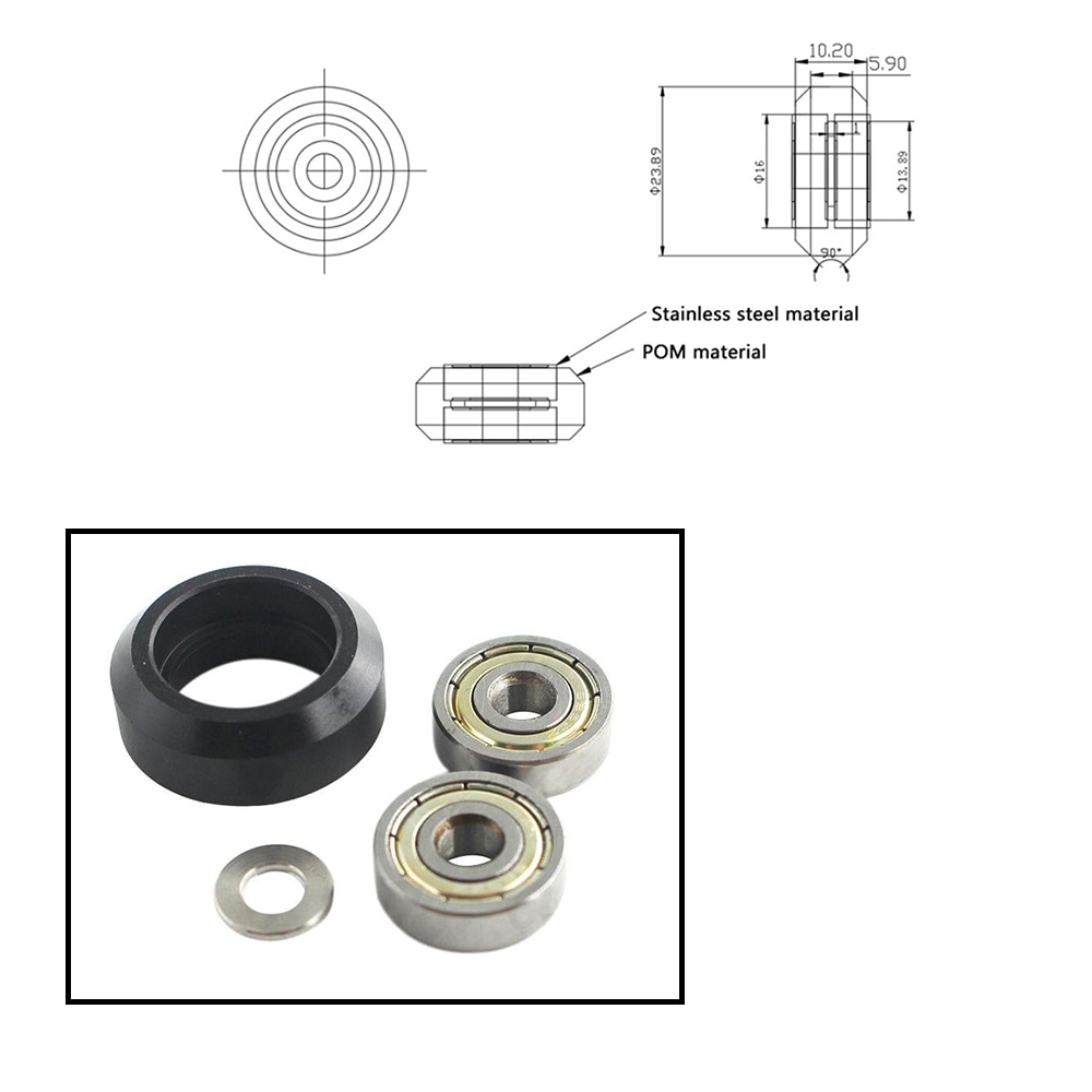 5pcs CNC Openbuilds Plastic wheel POM with Bearings Passive Round wheel Idler Pulley Gear perlin wheel for 3D parts big Models