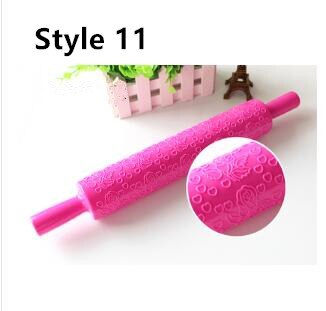 Rouleau à pâtisserie en plastique, outil de décoration de pâtisserie, pour gaufrage, Fondant, artisanat, motif de fleur, cœur: Style 11