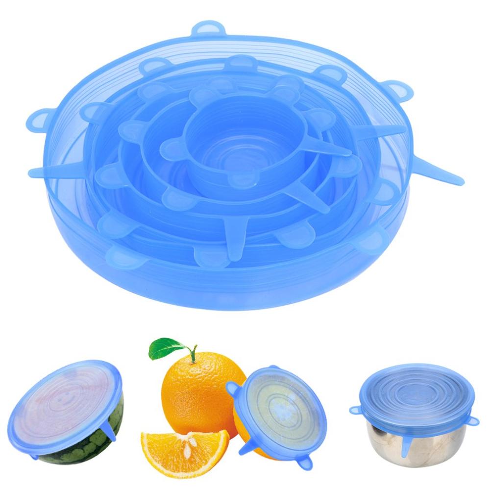 Kitchen Silicone Stretch Lids Silicone Durable Food Saver Covers Stretchable Silicone Food Saver Mixing Bowls Covers 6 Pieces