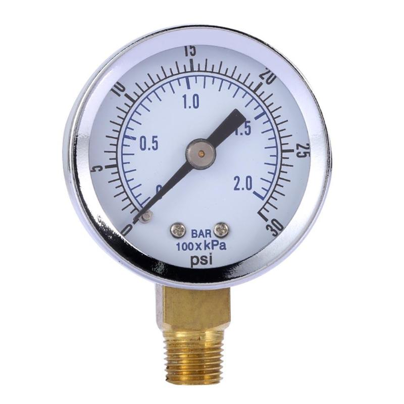 1/8 " npt mini trykmåler luftkompressor hydraulisk vakuummåler manometer tryktester 0-30 psi 0-2 bar bagmontering 1.5 " skive
