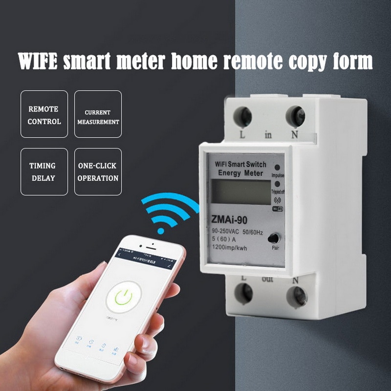 Sonoff  r2 60-80a strøm energimåler skærm trådløs wifi med timing delingsfunktion fjernbetjening smart hjem