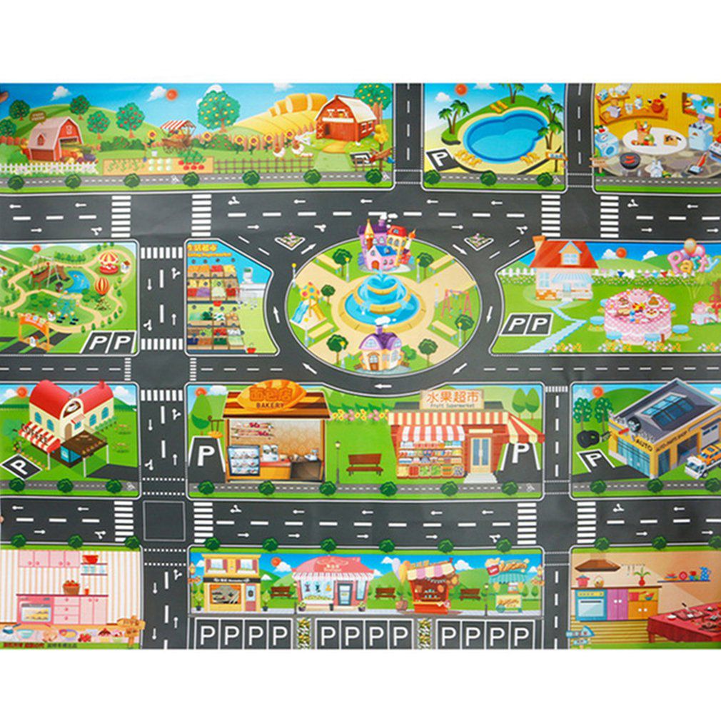 Children Playing Mat Floor Game Baby Crawling Mat Pad 130*100CM Waterproof Kids Traffic Road Sign Car Parking Lot Boy Toys