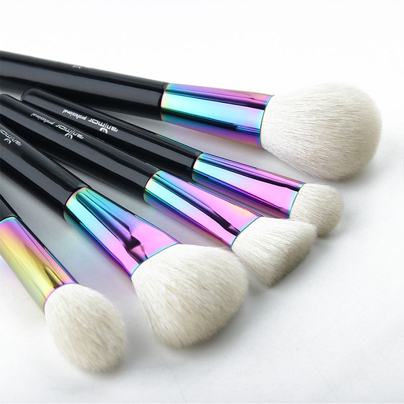 Anmor geitenhaar make-up kwastenset van 5 stuks voor poeder, foundation, highlighter, contour make-up kwast, pinceaux maquillage