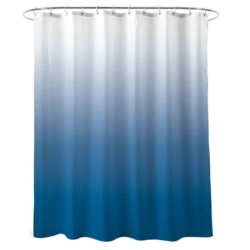 Rideau de douche bleu pour salle de bain tissu dégradé de couleur imperméable crochet de rideau de douche avec anneau attaché , 72 pouces de long,: Default Title