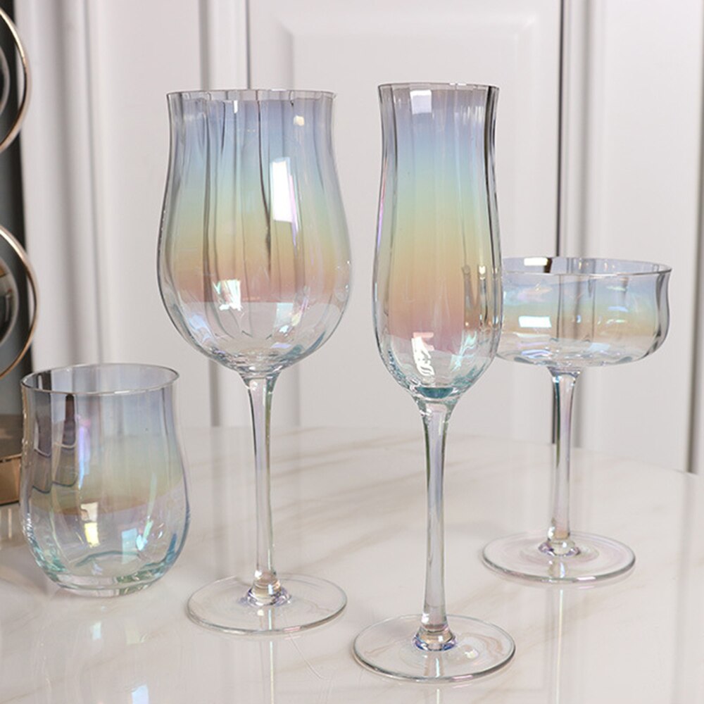 2PCS/Set Tulip Shape Lead-Free Crystal Glass Goblet Rib 150-400ml Red Wine Cocktail Whiskey Champagne Glass Wine cup