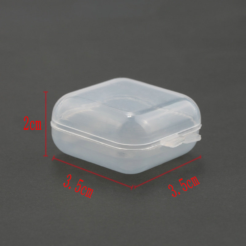 NEUE 3,5 * 3,5 * 2 cm kleine Kunststoff-Aufbewahrungsbox für Schmuck, Perlen, Ohrringe, Schmuckbehälter, transparente quadratische Kasten