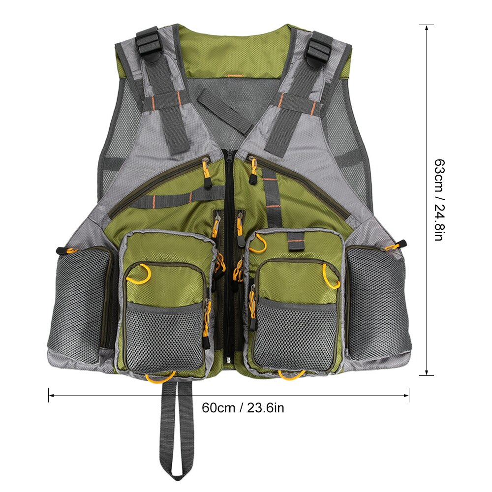Multi-Pockets Fly Fishing Jacket Vest Outdoor Mesh Fishing Vest Pack Waistcoat Jacket Adjustable Men Fly Fishing Vest