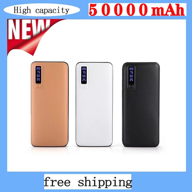 Powerbank – chargeur de batterie externe 50000mah, Power Bank Portable pour huawei i13 i8, Triple USB, affichage numérique, lampe de poche