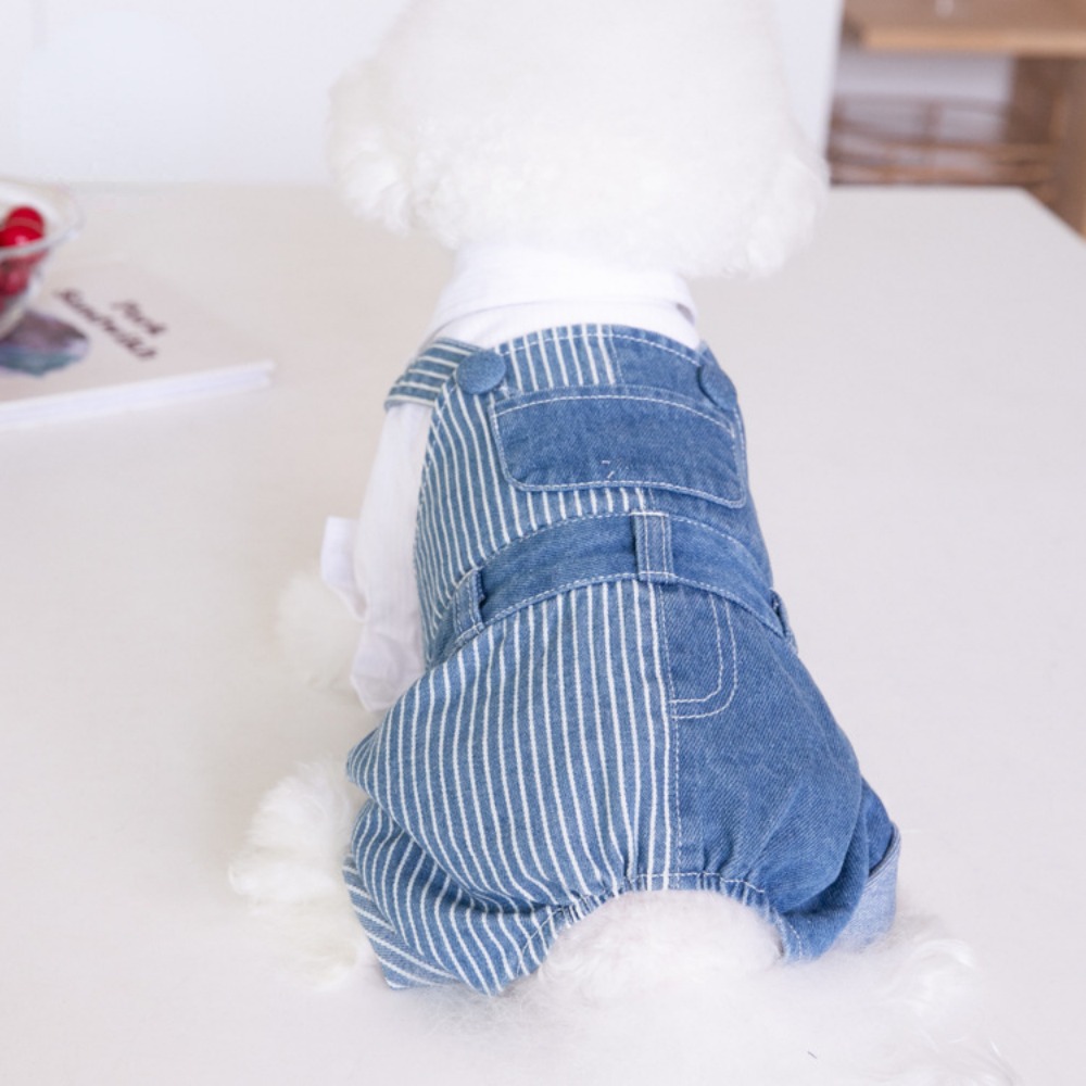 Huisdier Herfst Winter Gestreept Patchwork Denim Bandjes Hond Broek Kat Kleding Teddy Hondenkleding Huisdieren Puppykleding Jongen Hondenkleding