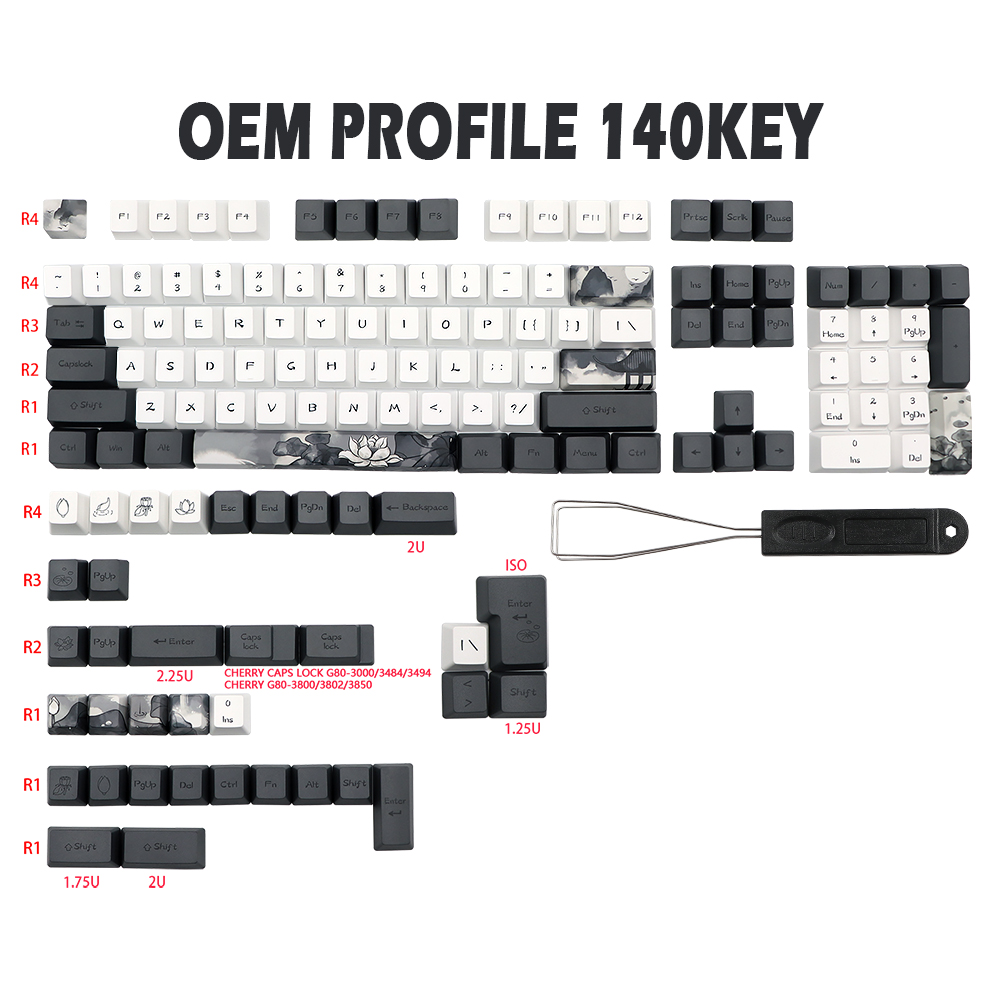 GMK-KEY Tinte Lotusblumen Tastenkappe Farbsublimation Tastenkappen für MX-Schalter dz60 RK61 Anne gk61 DZ60 GK64 68 980 108 ISO-Tastenkappe: green