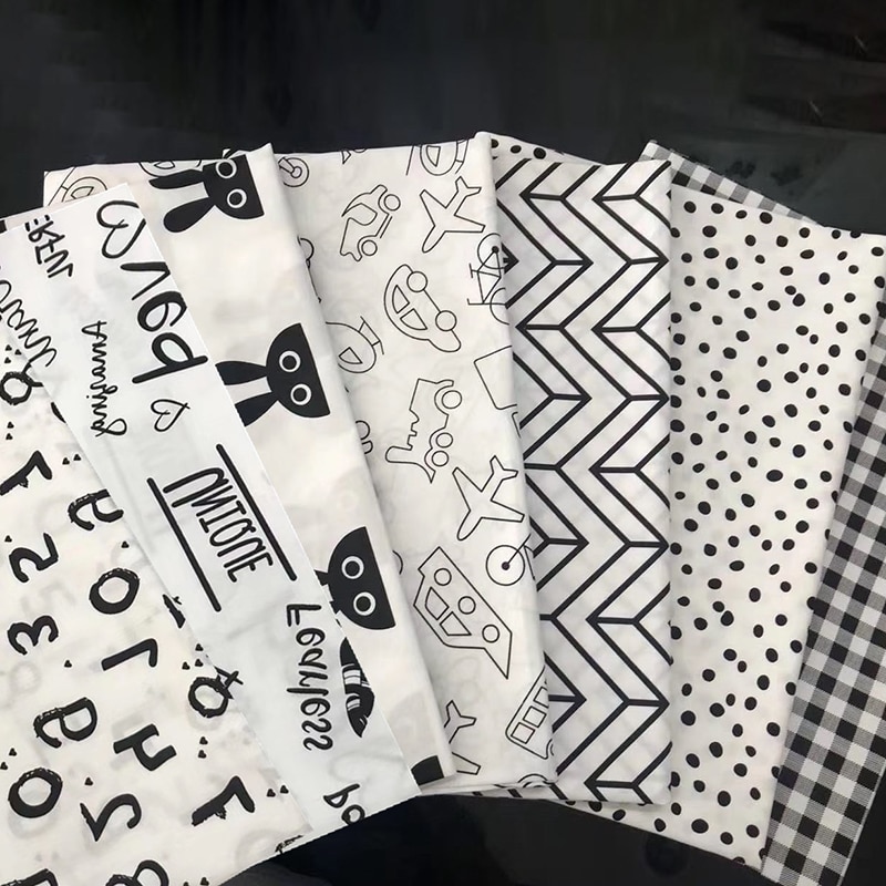 7 Pieces/Set Nordic Style Cotton Print Sewing Supplies Patchwork Cloth Multi Purpose for Household DIY Handmade Flower Pattern