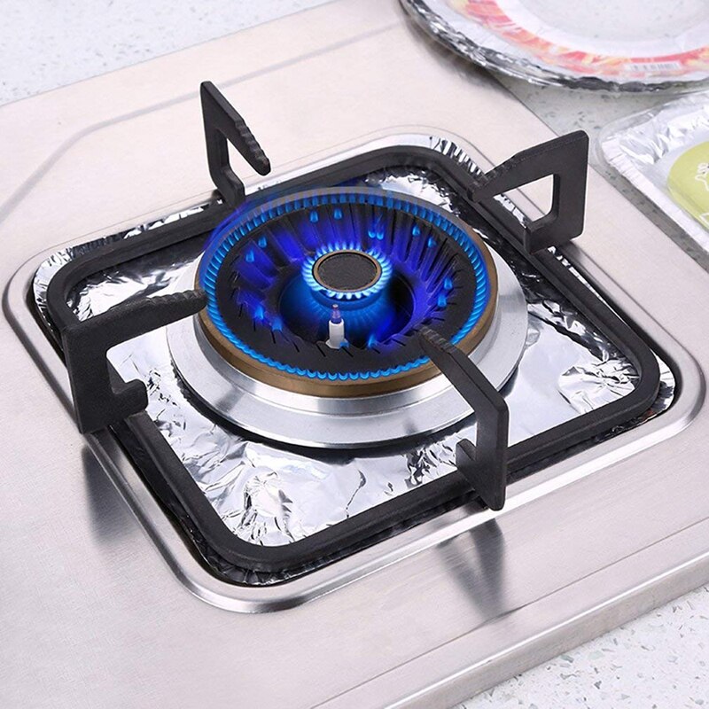 Stove Burner Covers, 60 Pieces Aluminum Foil Square Gas Stove Burner Covers, Disposable Thicker Bib Liners Covers for Gas Top