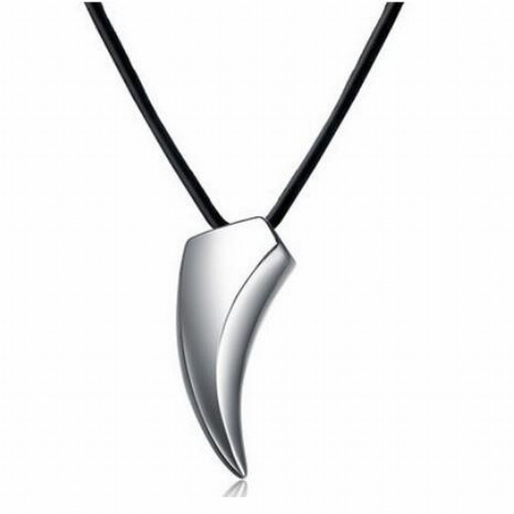 Brave Men's Warriors Necklace Stainless Steel Wolf Tooth Necklace Animal Leather Rope Pendant Necklaces Jewelry Soldier