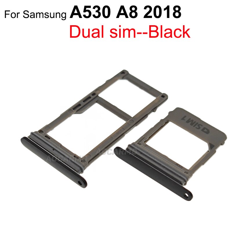 Aocarmo single &amp; dupla bandeja de cartão sim suporte microsd nano slot para samsung galaxy a8 plus 2018 a530 a730 a730f peça substituição