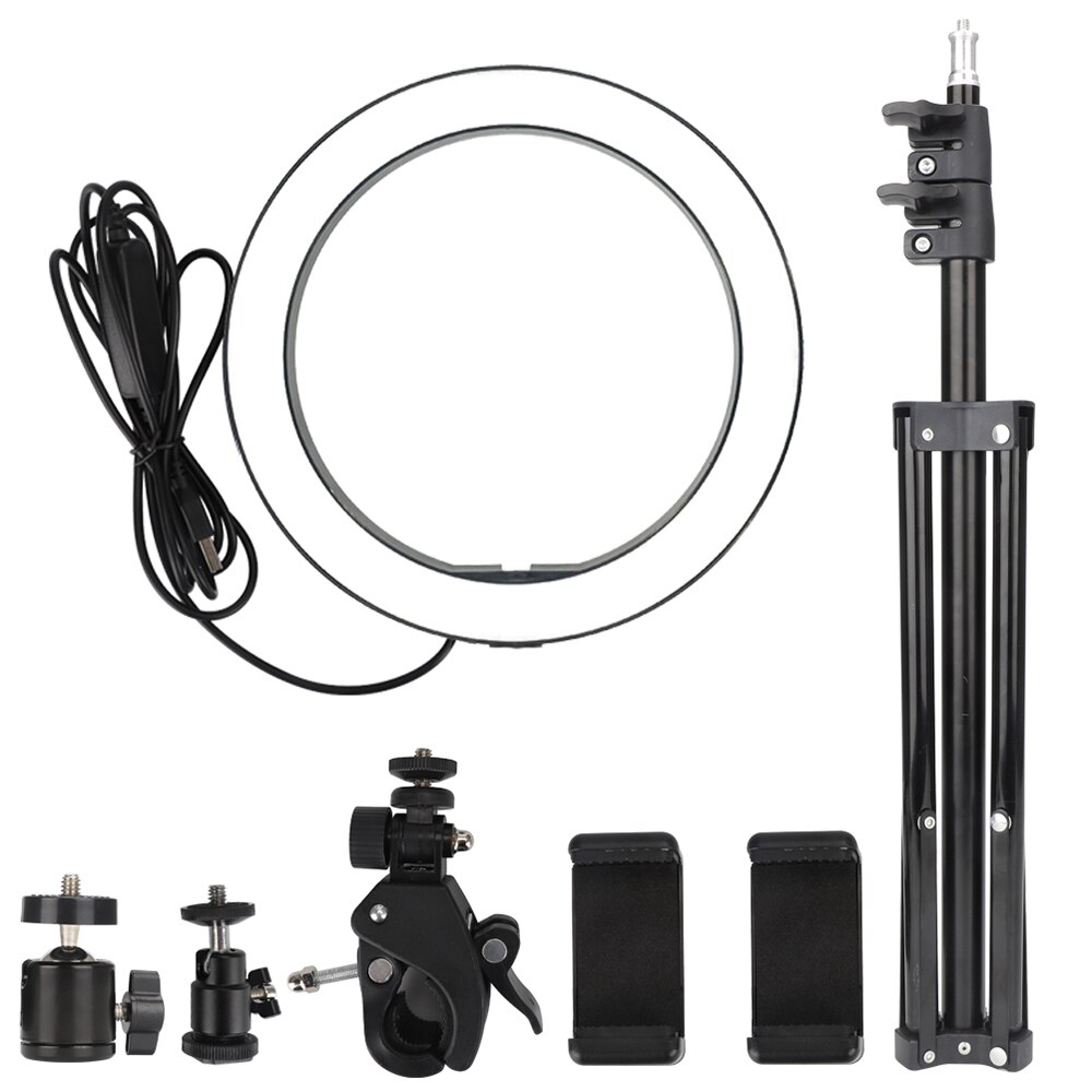 Pode ser escurecido LED Ring Light com Tripé Selfie 10 Polegada USB Lâmpada Anel Anel Fotografia Luz de Preenchimento para Selfie Selfie/estúdio Telefone celular