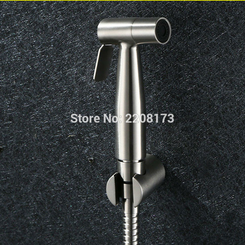 304 Stainless Steel Hand Toilet Bidet Mini Shower Bidet Spray High Pressure Small Shattaf Sprayer in Nickel Brushed Set