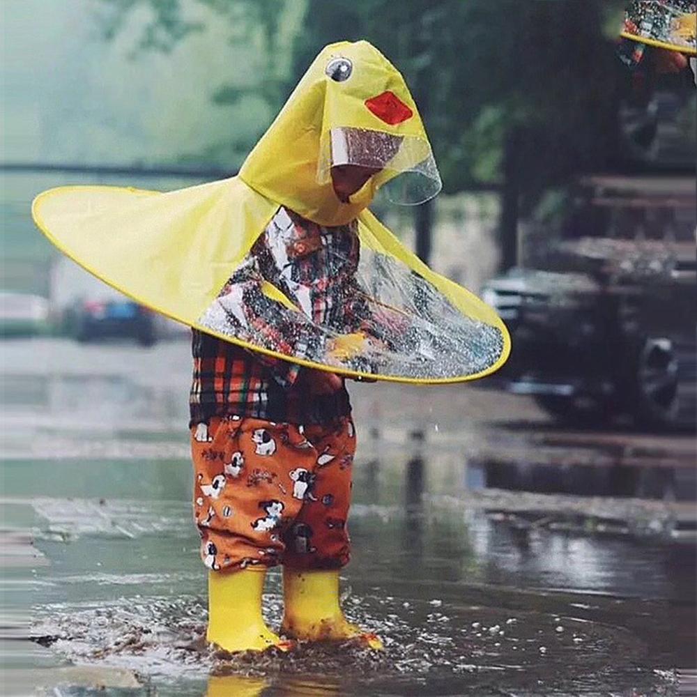 Kids Raincoat Cute Duck Transparent Rain Cover For Boys Girls Windproof Poncho Kindergarten Students Baby Raincoat Jacket