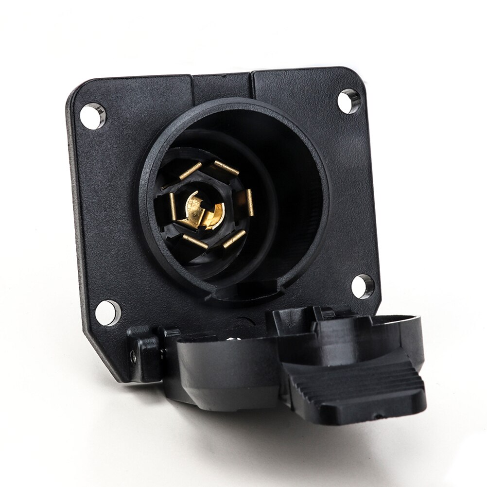 6-24V 7 Pin Oblate Trailer Plug 7 Way Blade Socket Adapter Wiring Connector With Round Dust Cap For Motor Home Cars A30