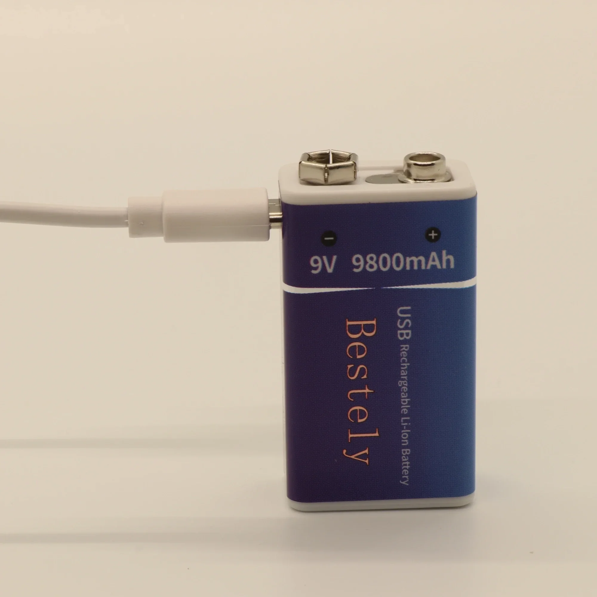 Nueva batería recargable de litio de 9V, 9800mAh, baterías de iones de litio de 9v de larga duración con Cable, para Detector de humo, alarmas, micrófono